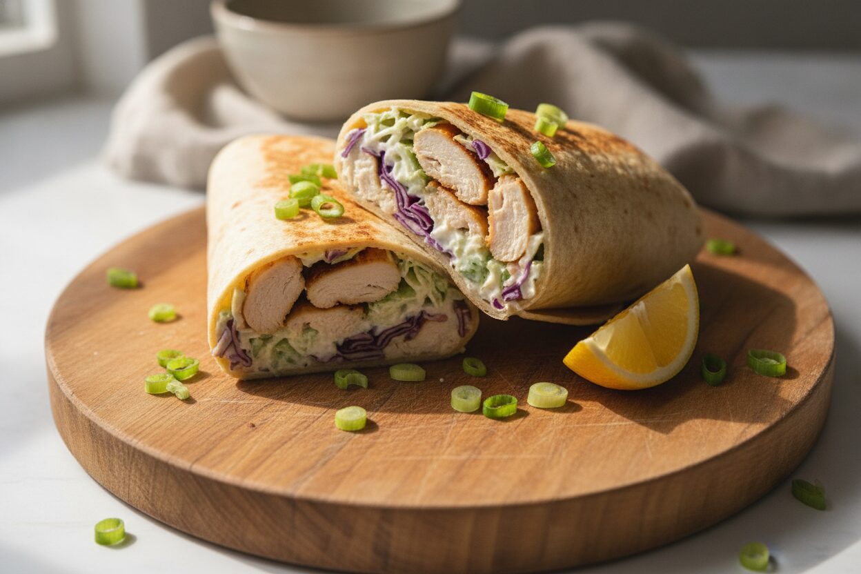 Airfryer Hähnchenbrust-Wrap mit Krautsalat
