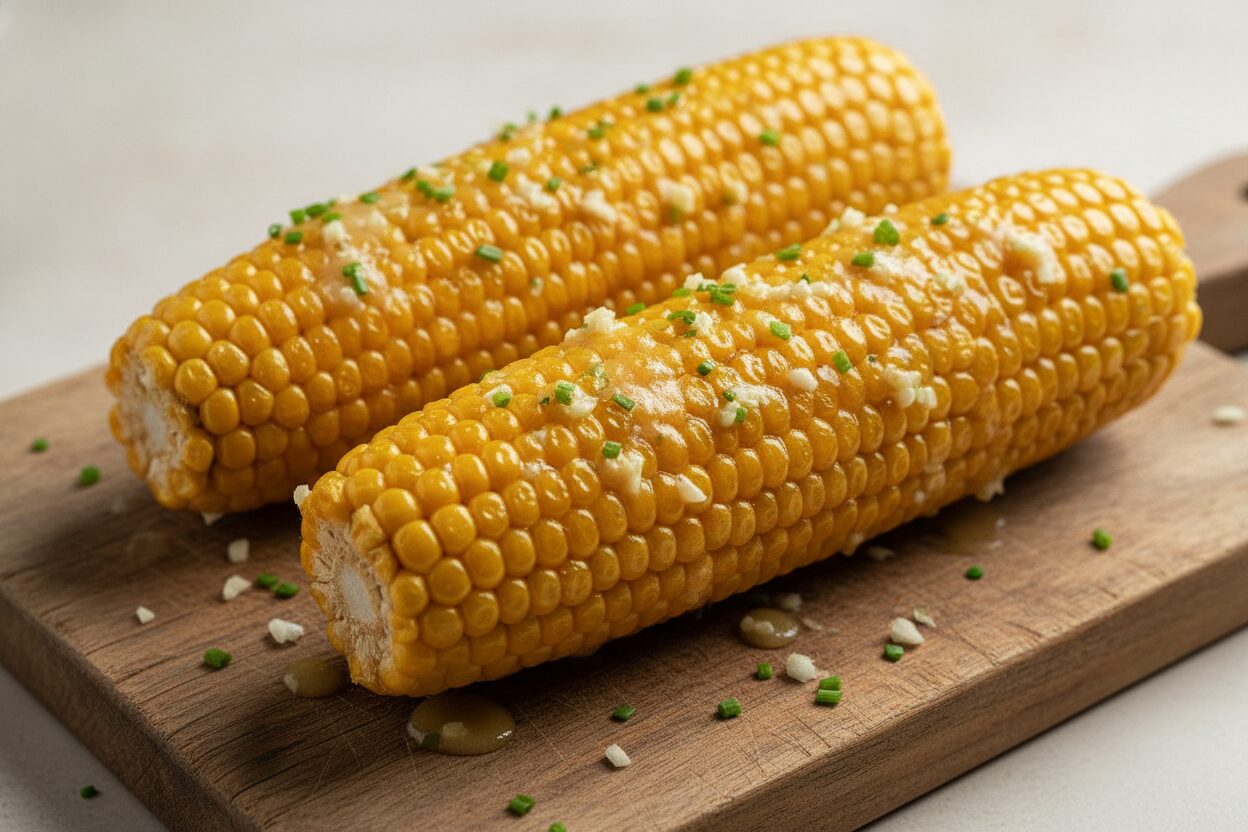 Airfryer-Maiskolben mit Knoblauch-Kräuterbutter