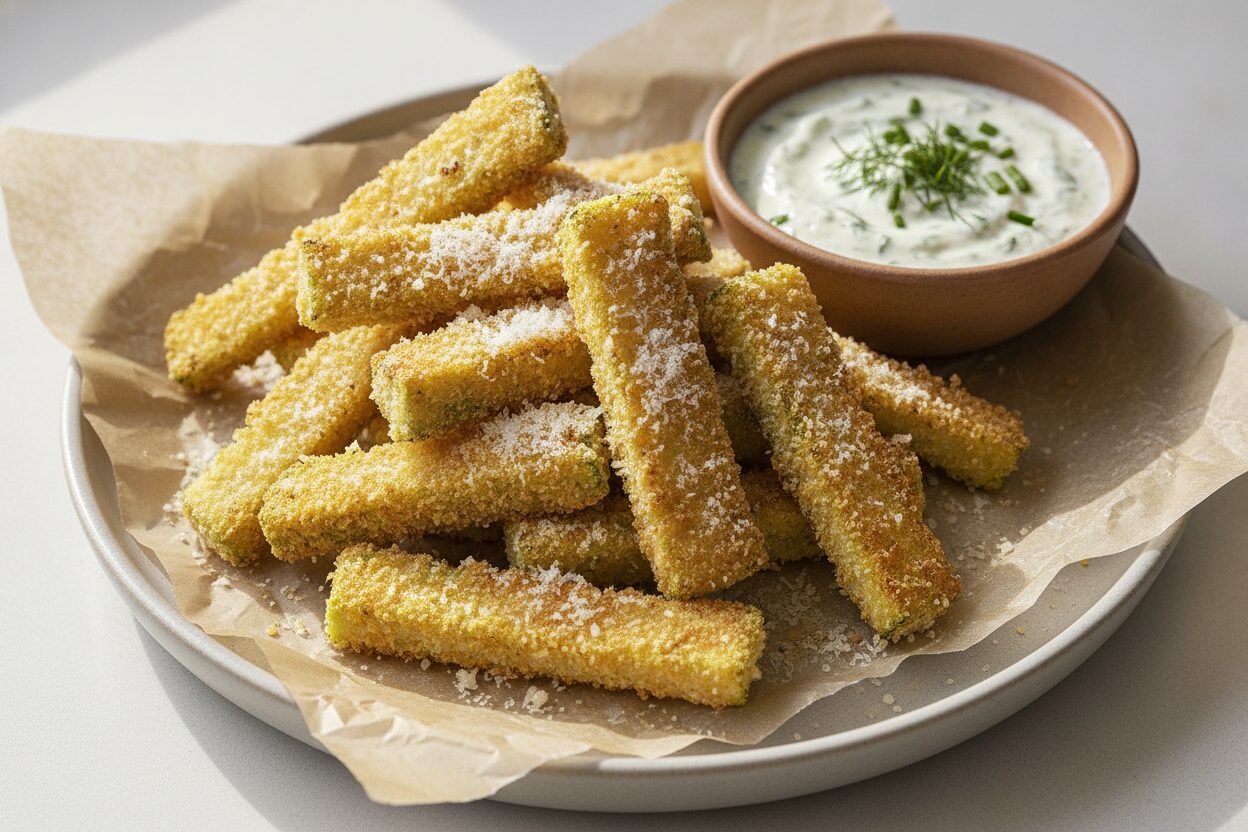 Airfryer-Zucchini-Pommes mit Joghurt-Dip