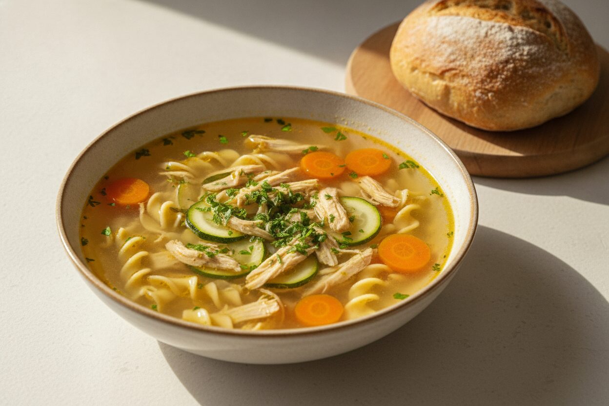 Leichte Hähnchensuppe mit Sommergemüse