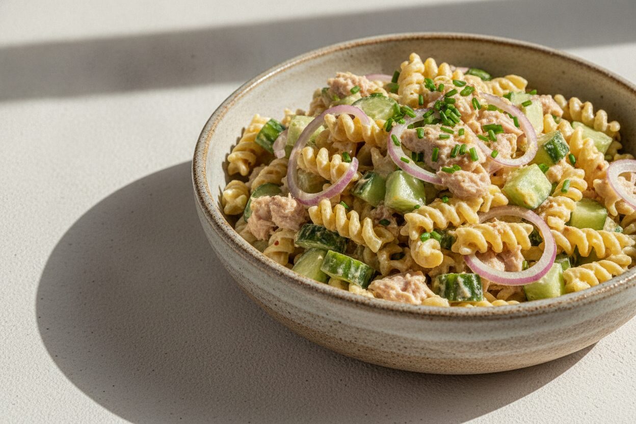 Kalter Thunfisch-Nudelsalat mit Gurke
