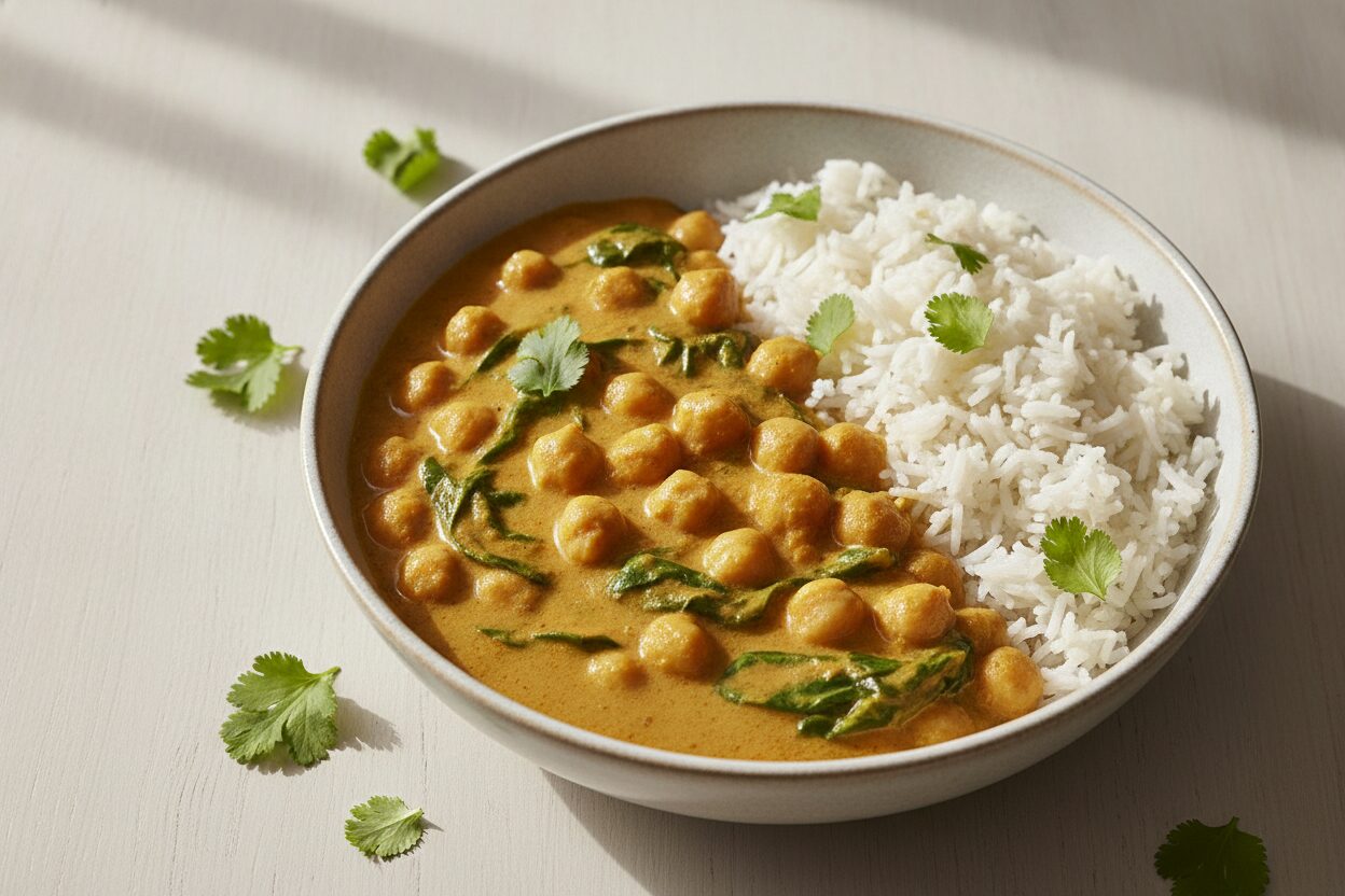 Kichererbsen-Kokos-Curry mit Spinat