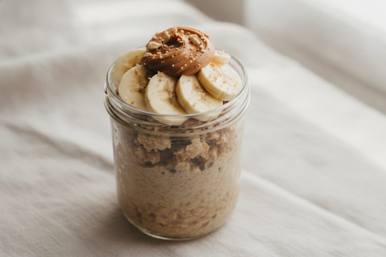 Overnight Oats mit Erdnussmus & Banane