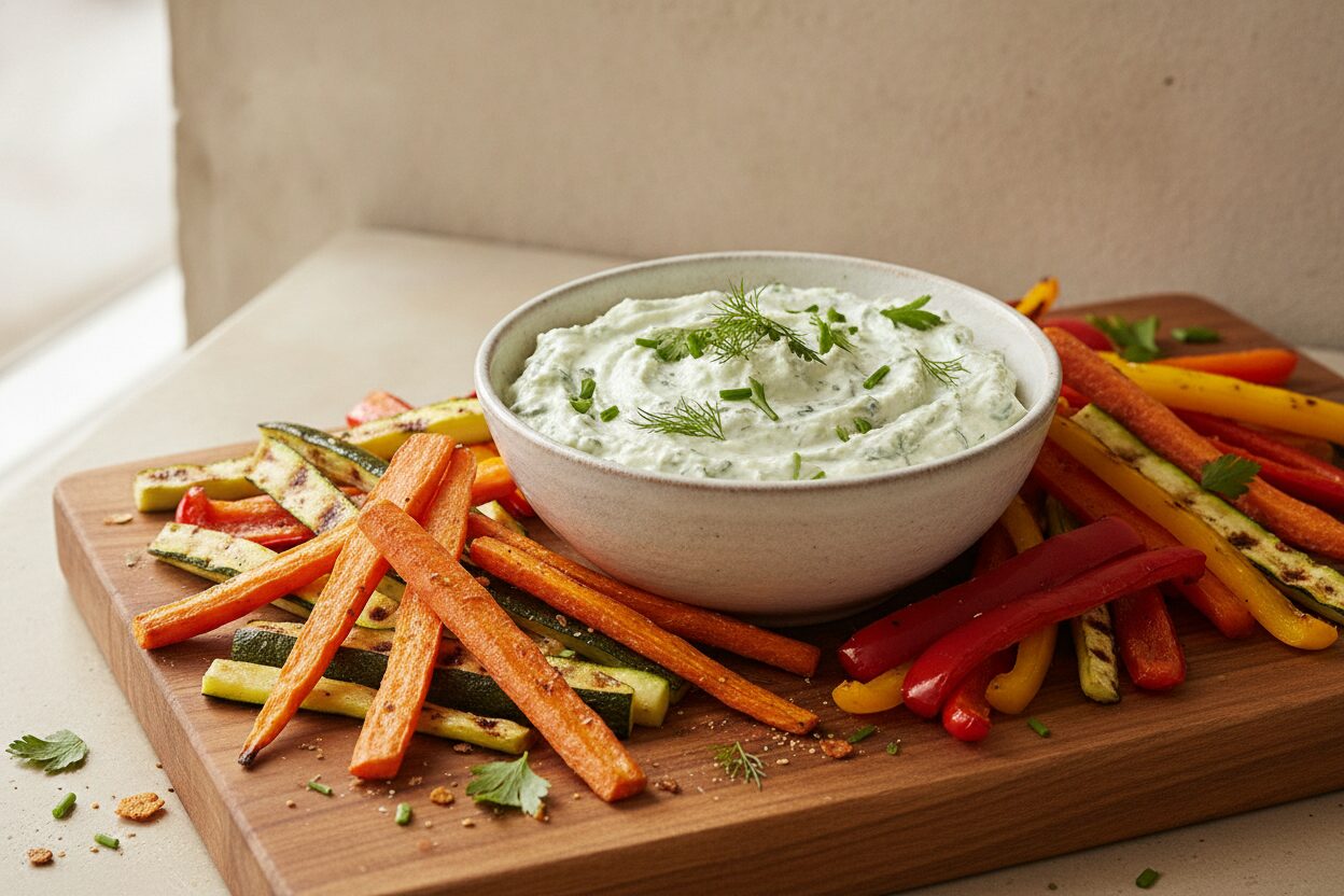 Quark-Dip mit Airfryer-Gemüse-Sticks