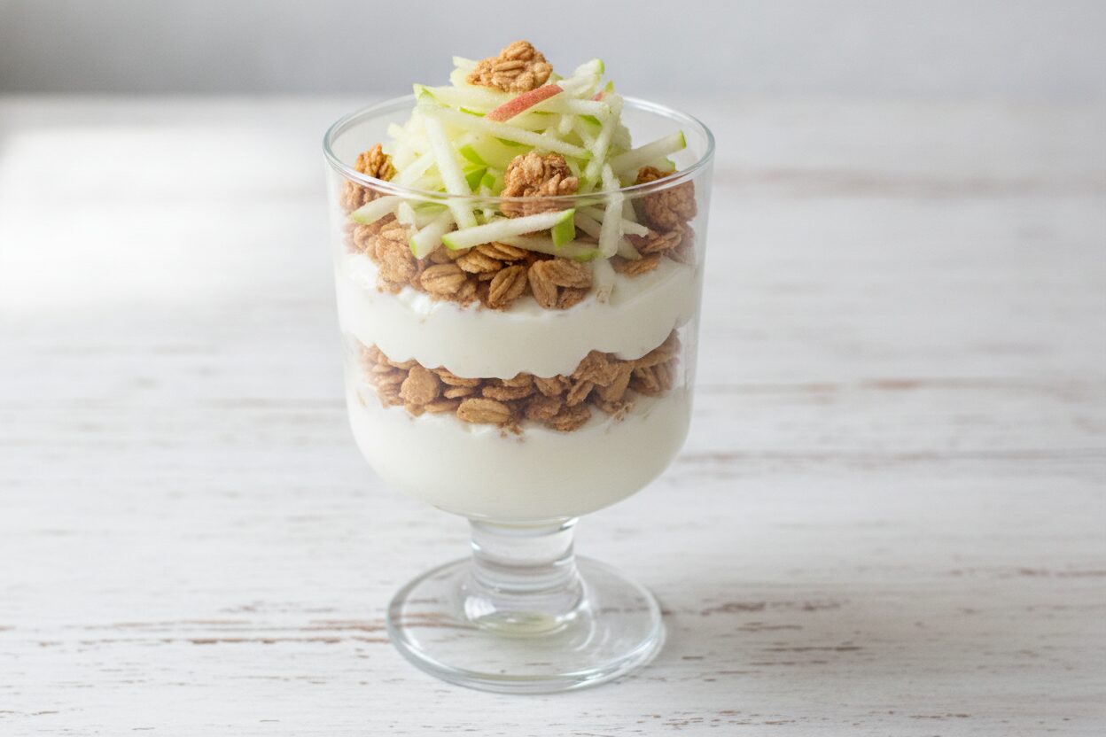 Quark-Granola-Schicht im Glas